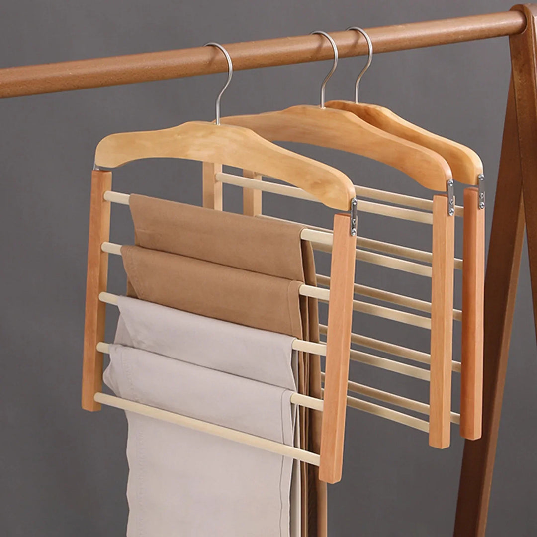 Lisslune | Space-saving wooden multi-pants hanger