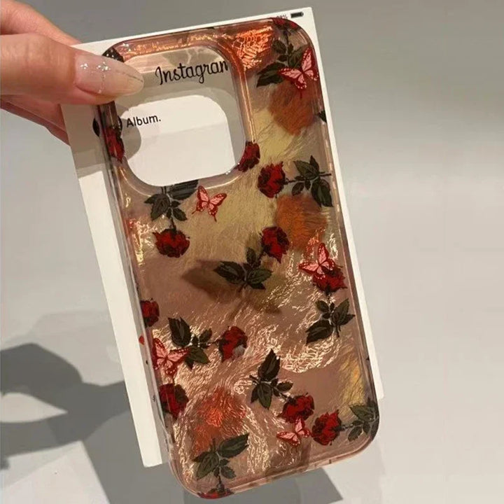 Lisslune | Braune Unterblattmuster-Handyhülle für iPhone 16e Hüllen iPhone 16 Pro Max 15 14 13 12 11 XS X XR 7 8 Plus Stoßfest TPU-Hülle