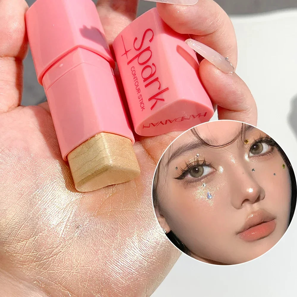 Rynx | Heart-shaped Highlighter Blush Stick Brightening Face Blush Cream Waterproof Contour Illuminator Highlight Blush Korean Makeup
