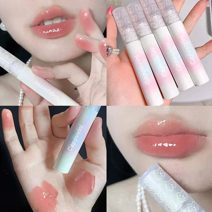 Rynx | Cherry Pink Mirror Water Lip Gloss 10 Colors Transparent Glass Lip Oil Waterproof Liquid Lipstick Nude Brown Clear Shade Makeup