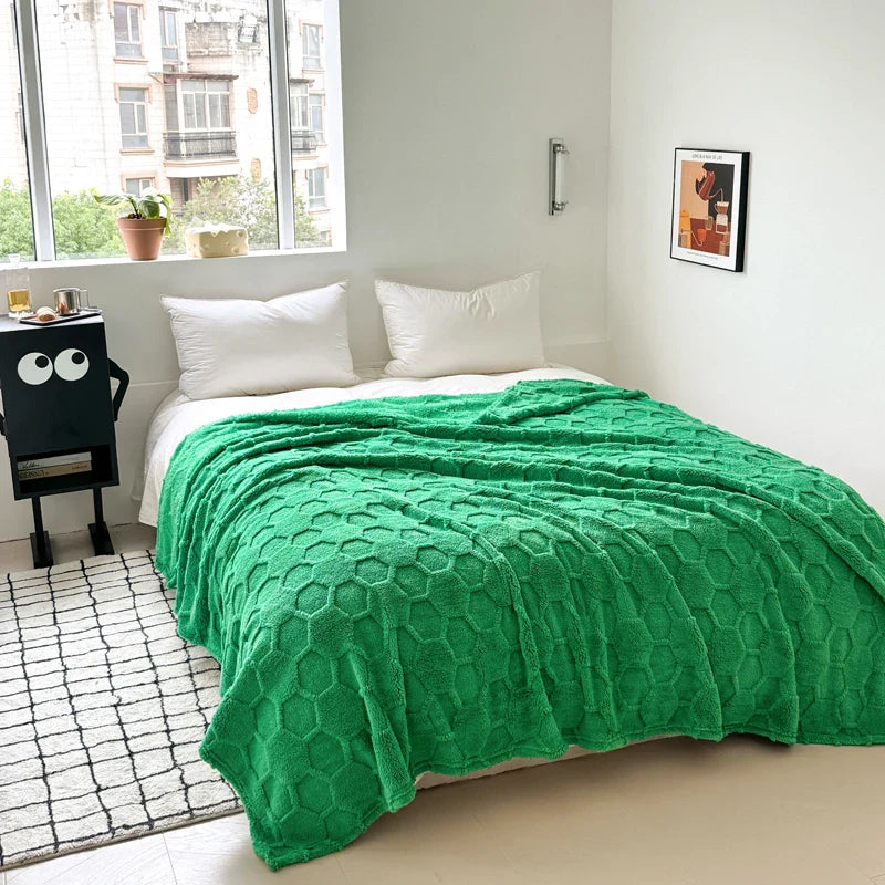 Rynx | New Tafu Velvet Cross Border Double-Sided Jacquard Football Grid Thick Duvet Cover for Bedding Sofa
