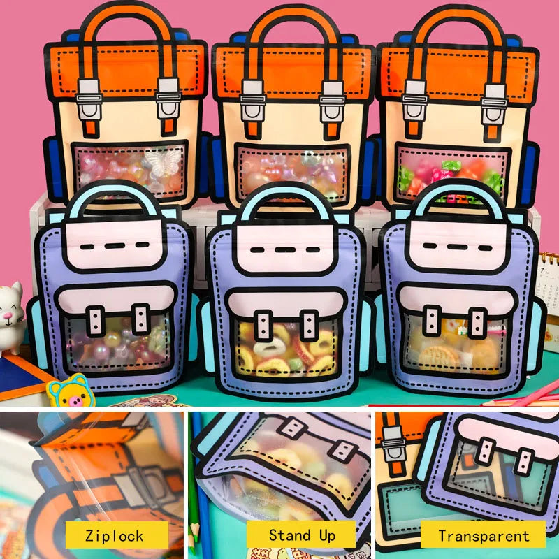 Lisslune | 50pcs Creative 2D Cartoon Schoolbag