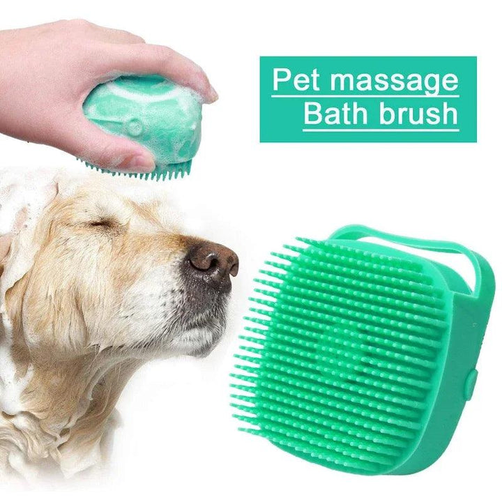 Lisslune | Silicone Pet Grooming Brush with Shampoo Dispenser - 2.7 oz Capacity for Easy Bathing