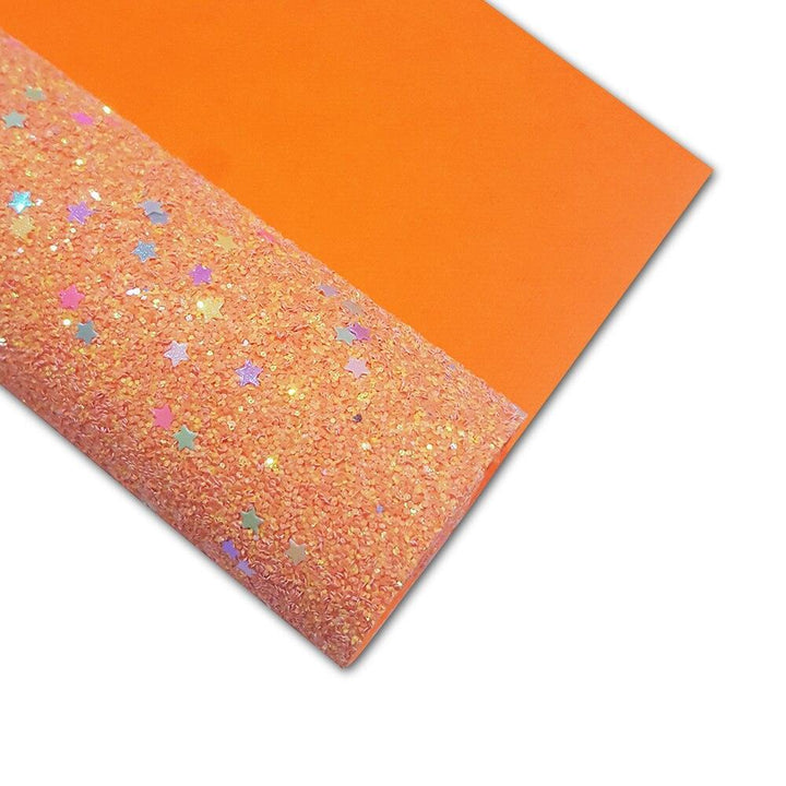 Lisslune | Lively Orange Glitter Faux Leather Craft Roll for Creative Projects