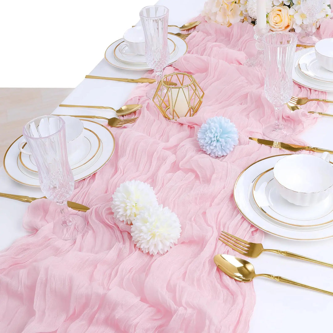 Rynx | Semi-transparent cheesecloth table runner for weddings, sage green Elegant country house decoration, Perfect for birthday parties Banquets arches Cake decor
