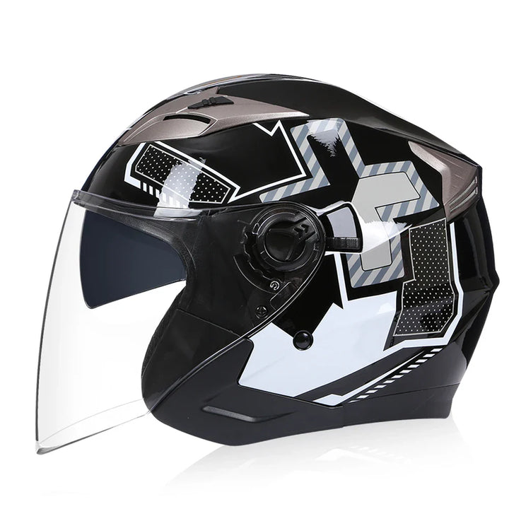 Lisslune | Half Face Motorcycle Helmet with Double Lens & DOT Safety – RoadGuard