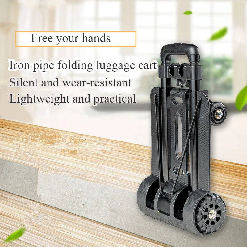 Lisslune | Folding Portable Hand Truck with 2 or 4 Wheels Adjustable Pull Rod – CarryFlex