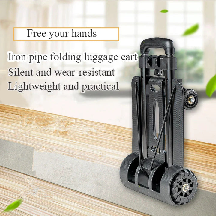 Lisslune | Folding Portable Hand Truck with 2 or 4 Wheels Adjustable Pull Rod – CarryFlex