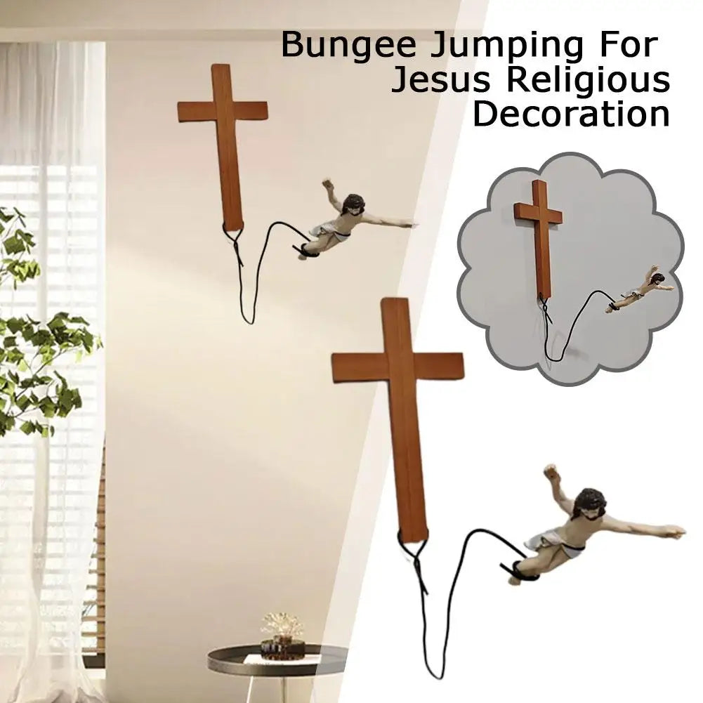 Lisslune | Bungee Jumping Jesus Easter Atmosphere Decorative Ornaments Christ Figure Religious Decorations Holiday Gifts Hanging Ornaments