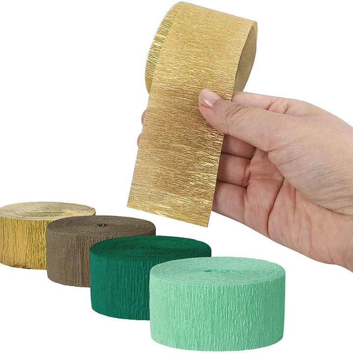Rynx | 4 Rolls Crepe Paper Streamer Rolls Hanging Party Decoration Jungle Safari Birthday Decoration Wedding Birthday Party Background Streamer