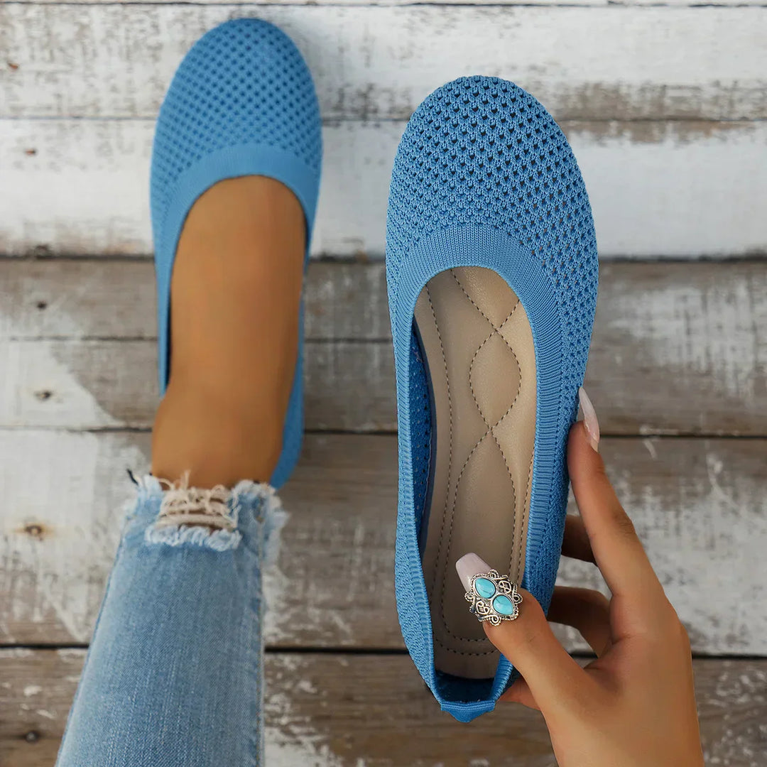Lisslune | Women Round Toe Flat Shoes Solid Color Knit Slippers Casual Breathable Ballet Flats Women Flat Shoes Loafers Women
