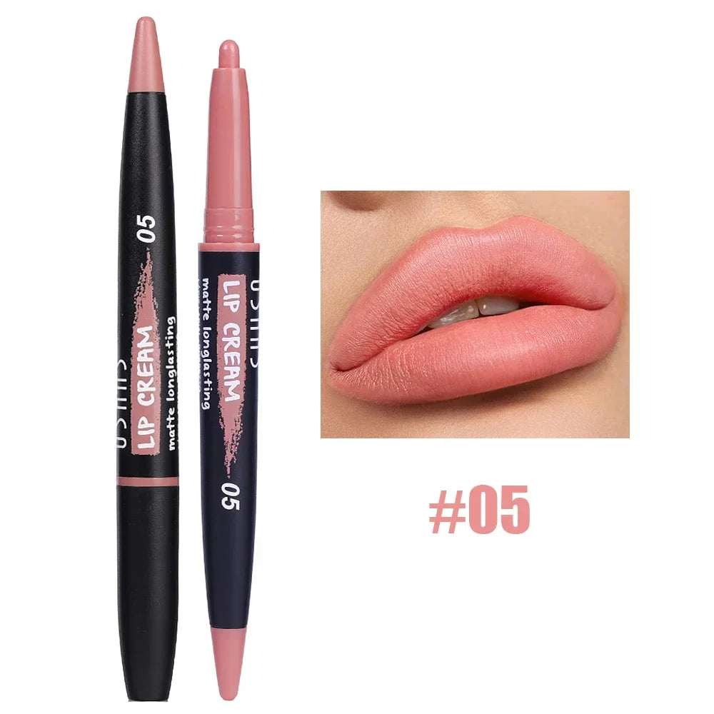 Rynx | Lipstick Pencil Lipliner Matte Contour 3D Lip Shape Lipstick Pencil Waterproof Long-lasting Non-sticky Cup Smooth Lipstick Pencil Makeup
