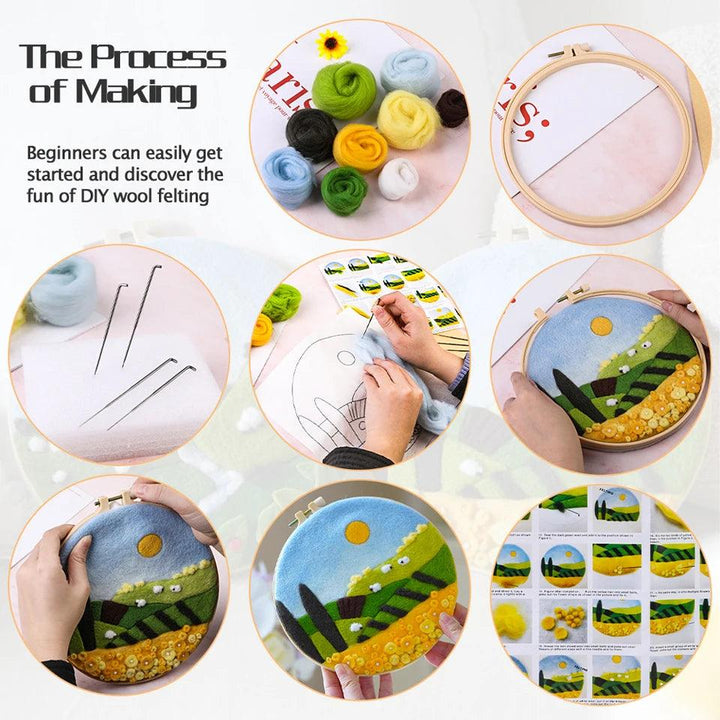 Lisslune | Wool Artistry Felt Kit with Embroidery Frame for Unique Creations