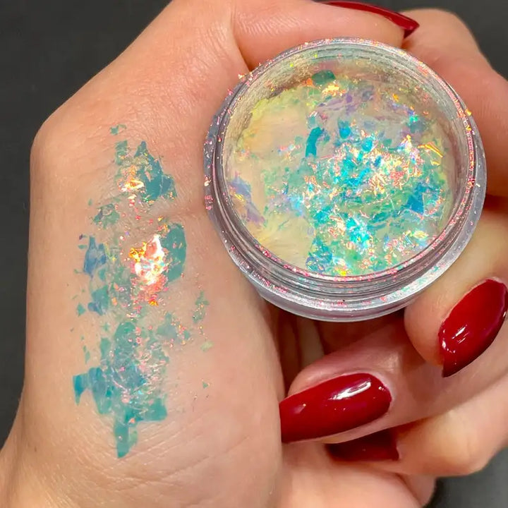 Rynx |1Jar Aurora Chameleon Snowflake Ultra-Thin Iridescent Nail Sequins Holographic Opal Eyeshadow Ice Glitter Nail Chameleon Flakes