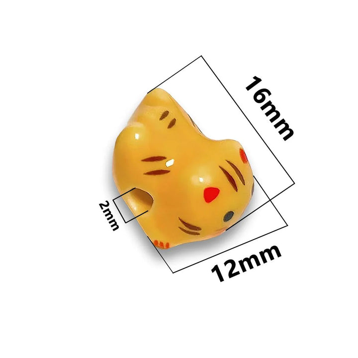 Lisslune | Charming anime-inspired lucky cat ceramic beads for creative jewelry projects - 15x21mm porcelain essentials with vertical hole