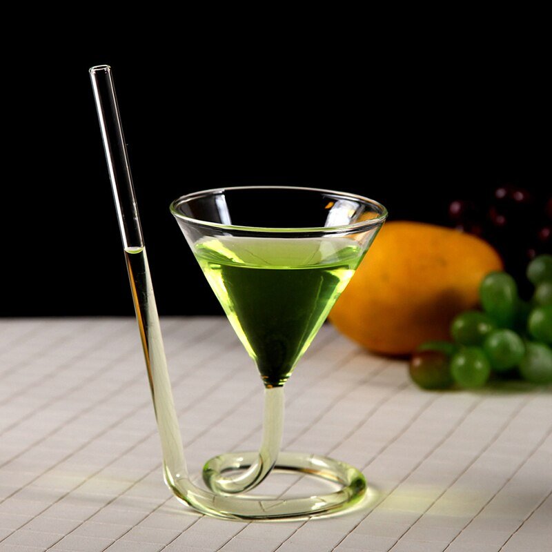Lisslune | Creative spiral martini cocktail glass with straw