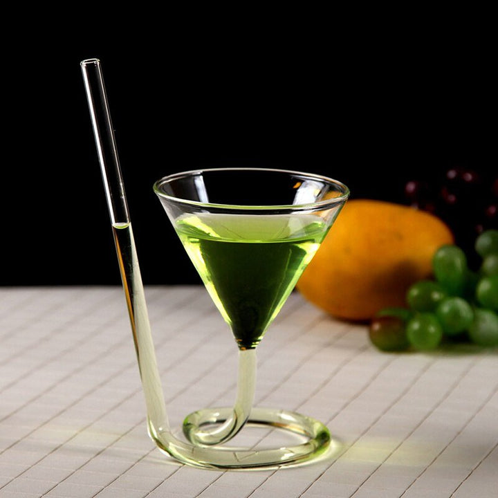 Lisslune | Creative spiral martini cocktail glass with straw