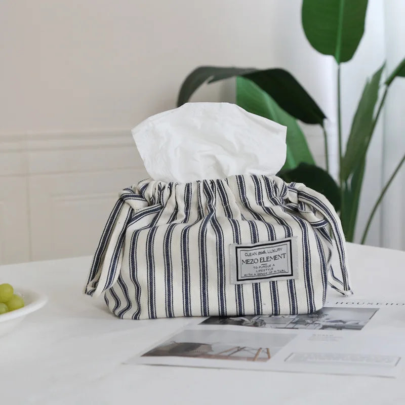 Rynx | Striped cotton fabric box with streamers woven bag storage napkin bag bedroom kitchen desktop