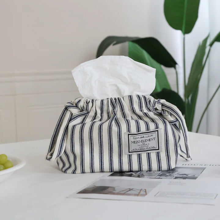Rynx | Striped cotton fabric box with streamers woven bag storage napkin bag bedroom kitchen desktop