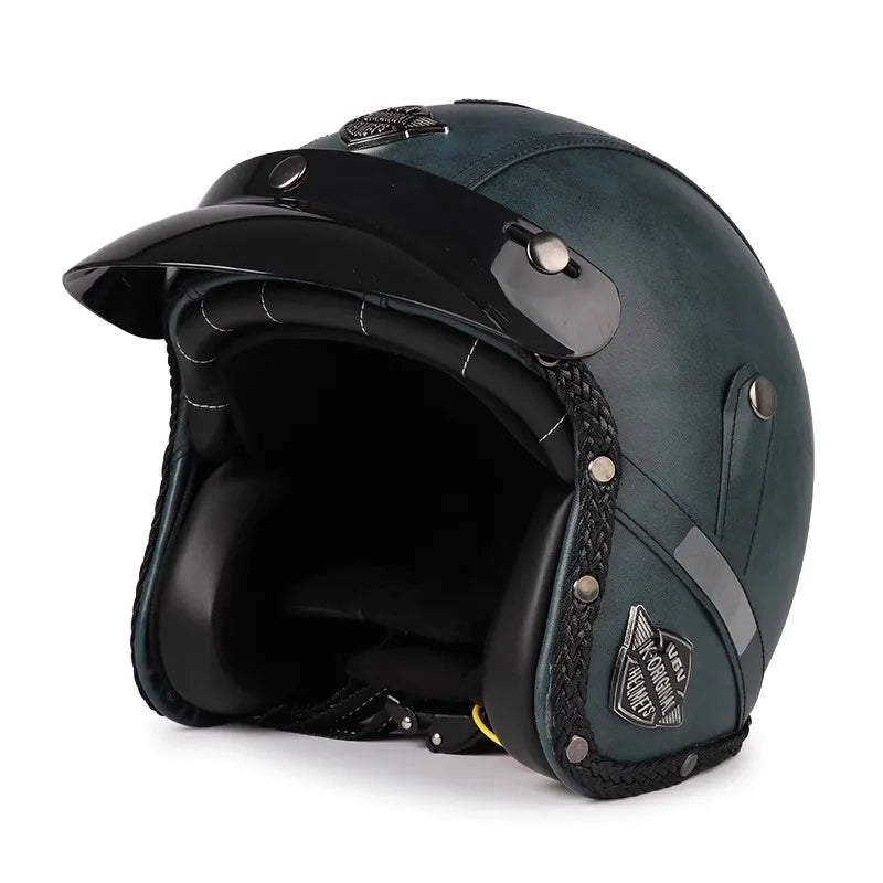 Lisslune | Retro Motorcycle Helmet – Kael – (Open Face 3/4)