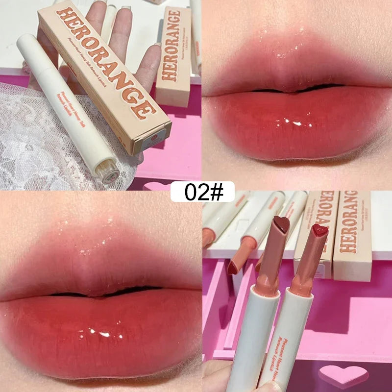Rynx | New Mirror Glass Solid Lip Lacquer Water Light Heart Shape Lipstick Pen Clear Oil Gel Lip Balm Korean Tint Makeup Girl Cosmetics