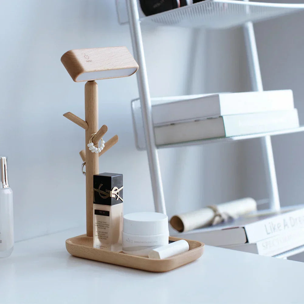 Lisslune | WoodGlow - Wood lamp with storage and charging station