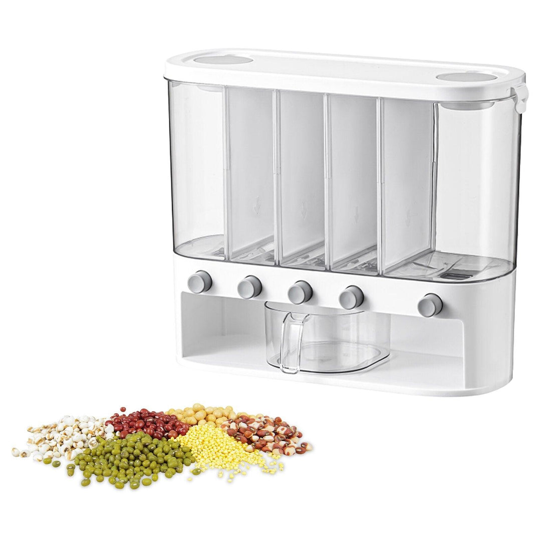 Lisslune | Slim wall-mounted 5-grid rice dispenser - 12L capacity in elegant white