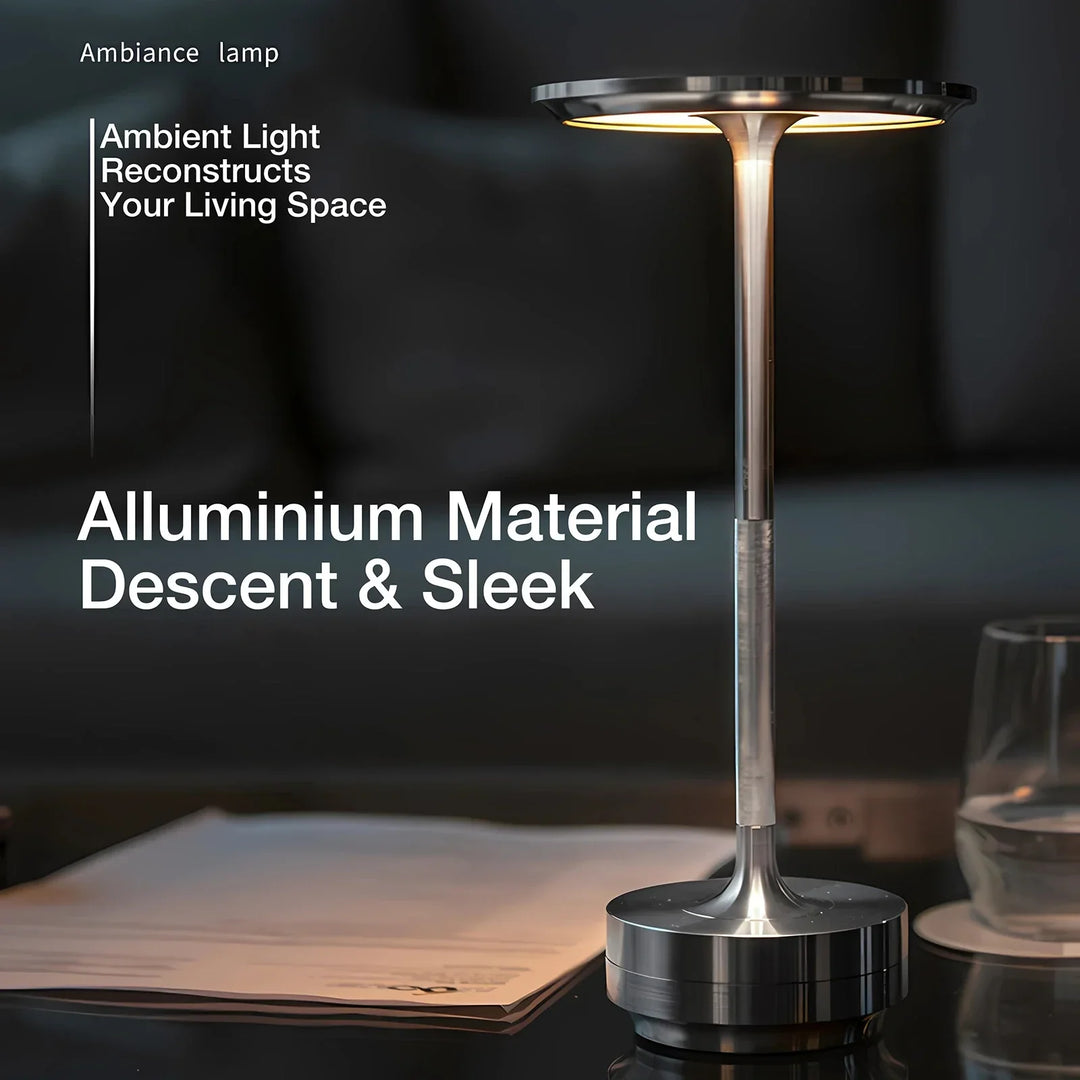 Lisslune | Cordless Rechargeable Modern Aura Table Lamp with Touch Controls | Wireless LED Light for Modern Side Tables and Office Desks | Minimalist Table Lamp