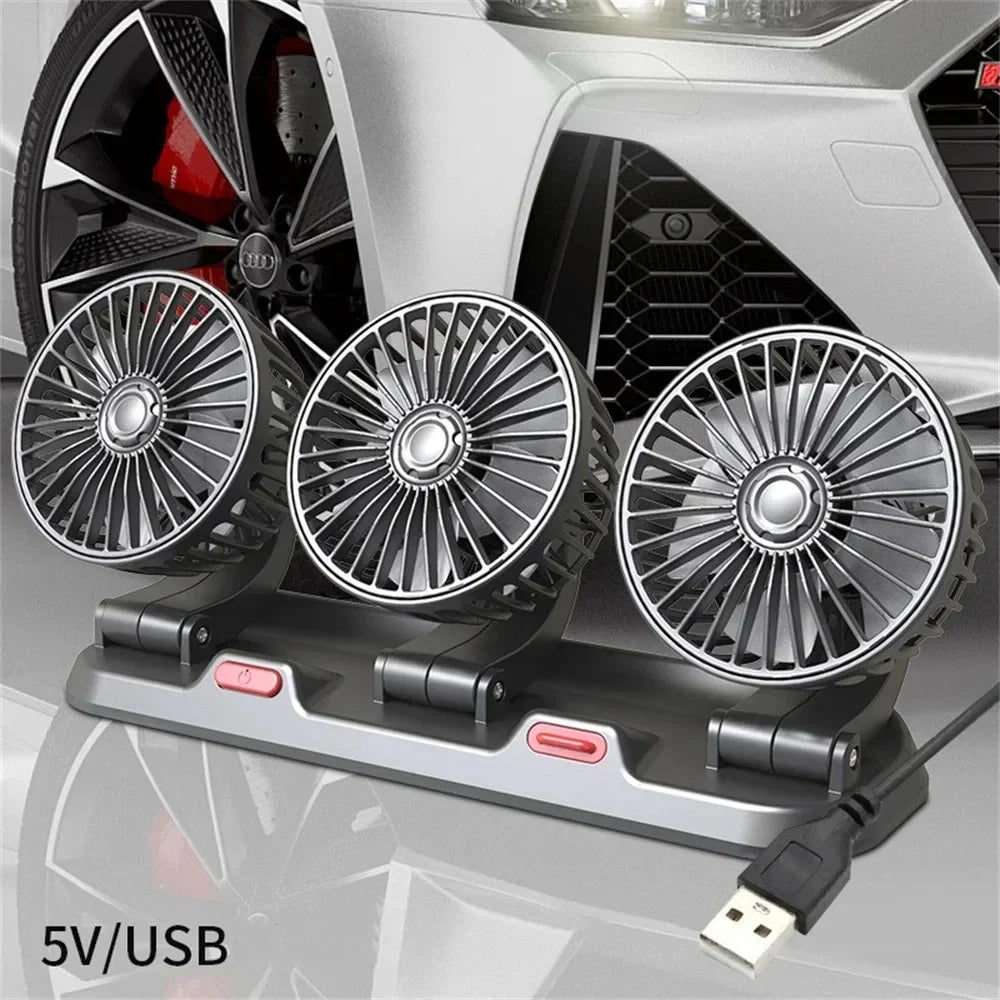 Lisslune | 360° Adjustable 3-Head Car Fan USB/12V/24V – AirFlow