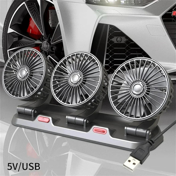 Lisslune | 360° Adjustable 3-Head Car Fan USB/12V/24V – AirFlow