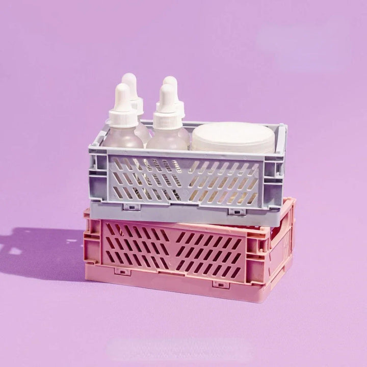 Rynx | Plastic foldable storage box folding box basket stackable cute makeup jewelry toy boxes for storage box organizer portable