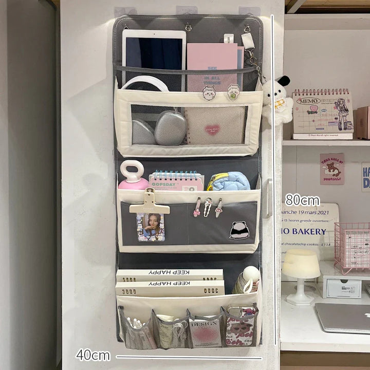 Rynx | Multi-layer Fabric Storage Hanging Bag Organizer Large Capacity Pockets Folding Knickknack Stationery Jewelry Hanging Case