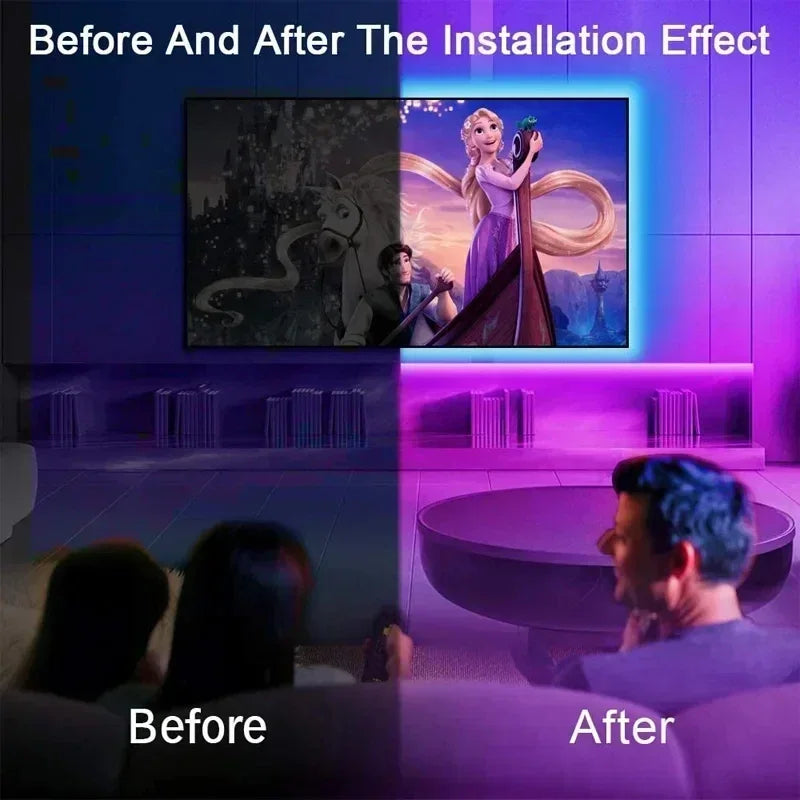 Lisslune | RGB 5050 LED Strip Light with Remote Control & App Control - USB-powered
