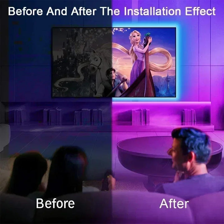 Lisslune | RGB 5050 LED Strip Light with Remote Control & App Control - USB-powered