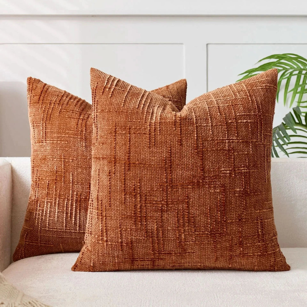 Lisslune | Chenille Throw Pillow Cover Bamboo Texture Solid Color