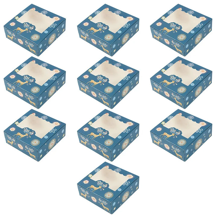 Rynx 10/5pcs Christmas cookie box with window candies chocolate cookie packaging boxes Christmas party gift packaging New Year's party treat box