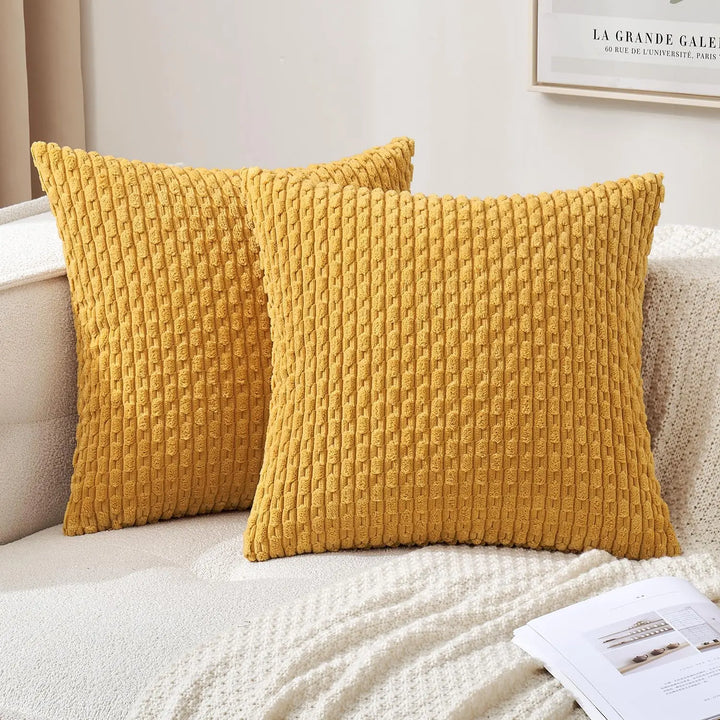 Lisslune | Boho Ribbed Corduroy Cushion Cover – Stylish Striped Decorative Pillowcase for Sofa or Bed
