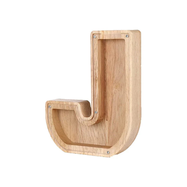 Lisslune | Wooden Alphabet Piggy Bank with Transparent Viewing Window for Stylish Saving