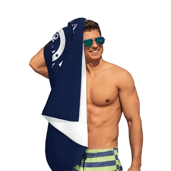 Lisslune | Stylish Adjustable Dark Blue Nautical Microfiber Towel Set - Luxury Redefined for Every Occasion