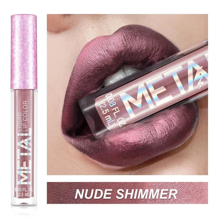 Rynx | Matte Glitter Liquid Lipstick Makeup Waterproof Non-sticky Cup Metal Lipstick Set Long-lasting Shiny Lip Color Shade Charming Lipstick