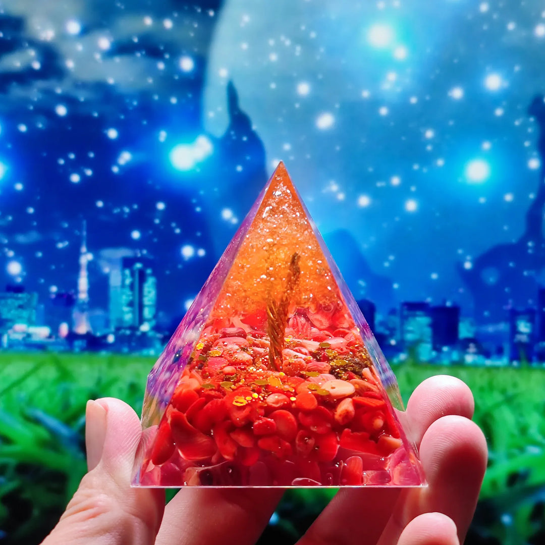 Lisslune | Orgonite Pyramid with Amethyst Pendulum – Energy, Protection and Decoration