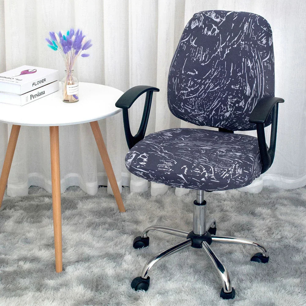 Lisslune | 2-piece Split Office Rose Chair Covers