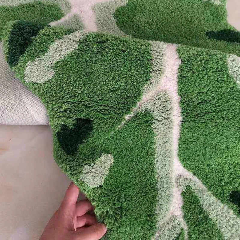 Rynx | Tufting Greenleaf Bedroom Rug Soft Fluffy Bed Mat Area Rug Floor Organization Cushion Plant Doormat Aesthetic Home Kids Room Decor