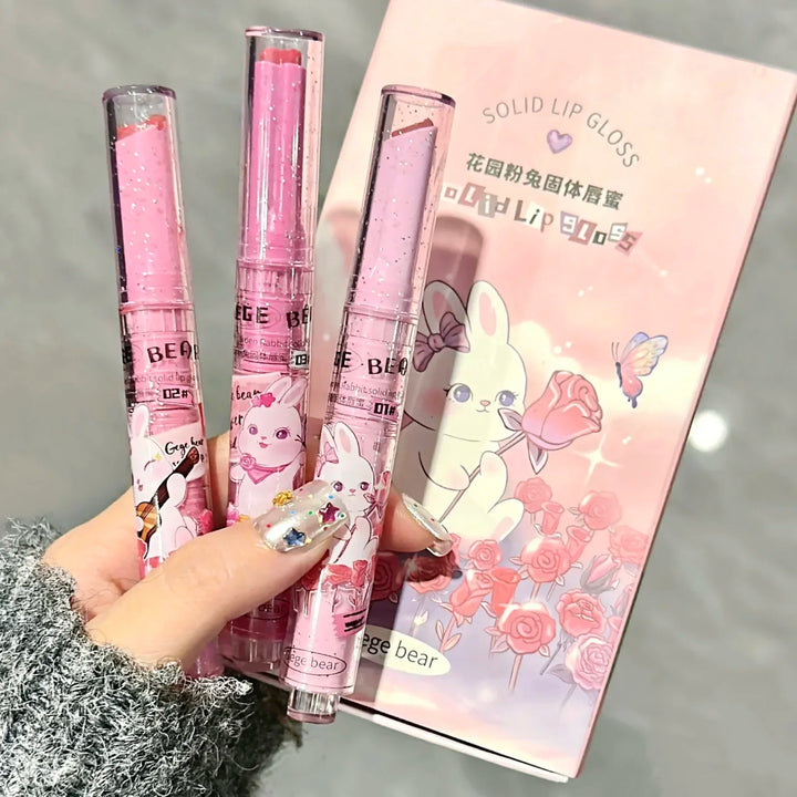 Rynx | 3PCS Heart-shaped Jelly Lipstick Pen Mirror Water Glitter Lip Lacquer Waterproof Moisturizing Lipstick Transparent Korean Makeup