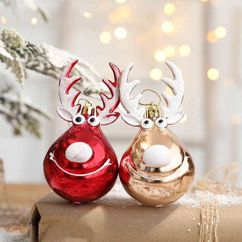 Rynx 2pcs Moose Christmas Balls Ornaments Christmas Tree Hanging Ball Pendant Christmas Decorations for Home New Year Party Navidad