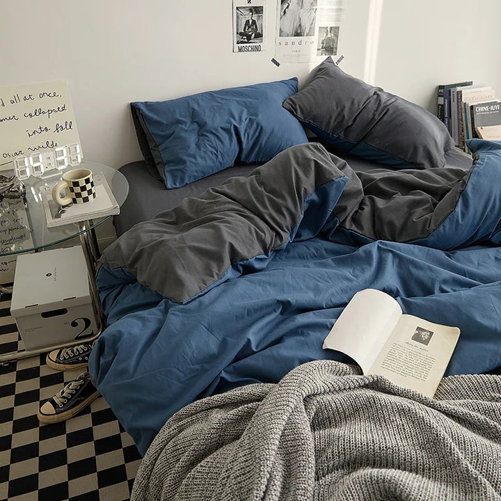 Rynx | Bedding set in double style color washed cotton bed sheet duvet cover 3-piece set bedspread set queen king size