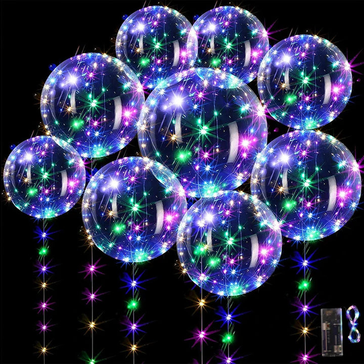 Rynx 10 pieces LED glowing Bobo balloon with string lights transparent bubble balloon birthday party wedding decoration Christmas supplies