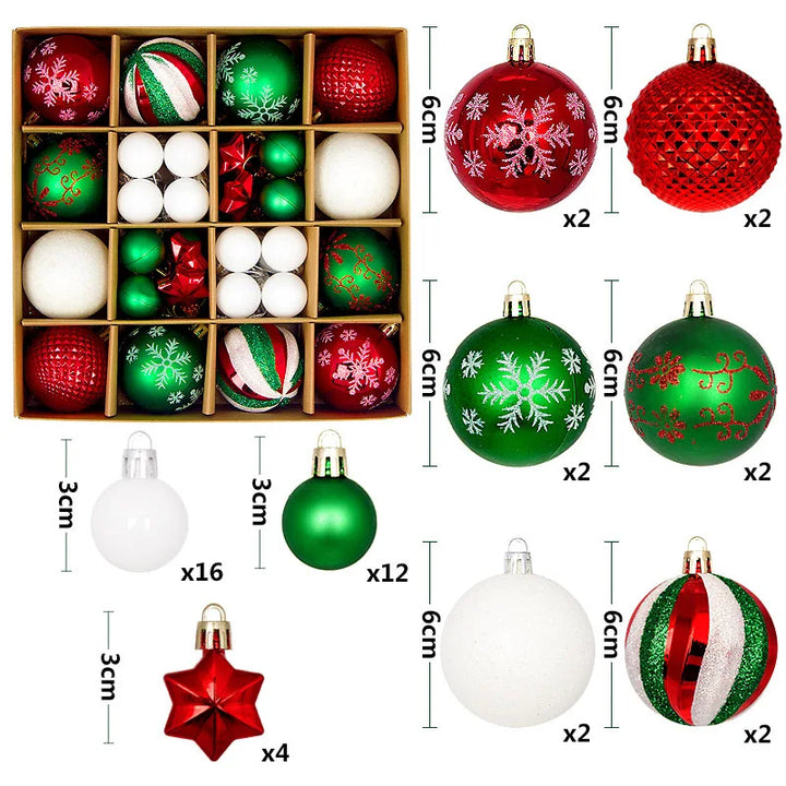Rynx Christmas Ball Ornament Set Large Christmas Tree Hanging Decoration Snowflake Merry Christmas Decoration for Home 2025 New Year Party Gift