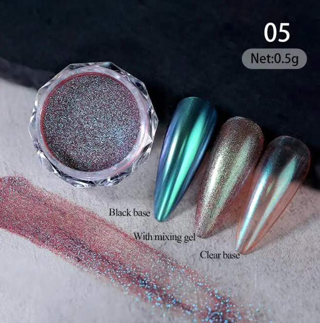 Rynx |1Jar Aurora Chameleon Snowflake Ultra-Thin Iridescent Nail Sequins Holographic Opal Eyeshadow Ice Glitter Nail Chameleon Flakes