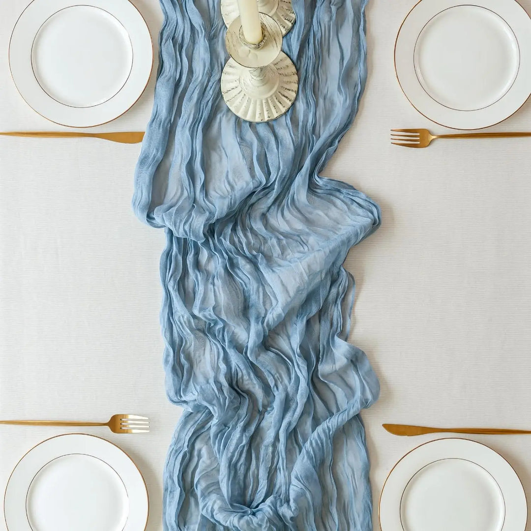 Rynx | Semi-transparent cheesecloth table runner for weddings, sage green Elegant country house decoration, Perfect for birthday parties Banquets arches Cake decor
